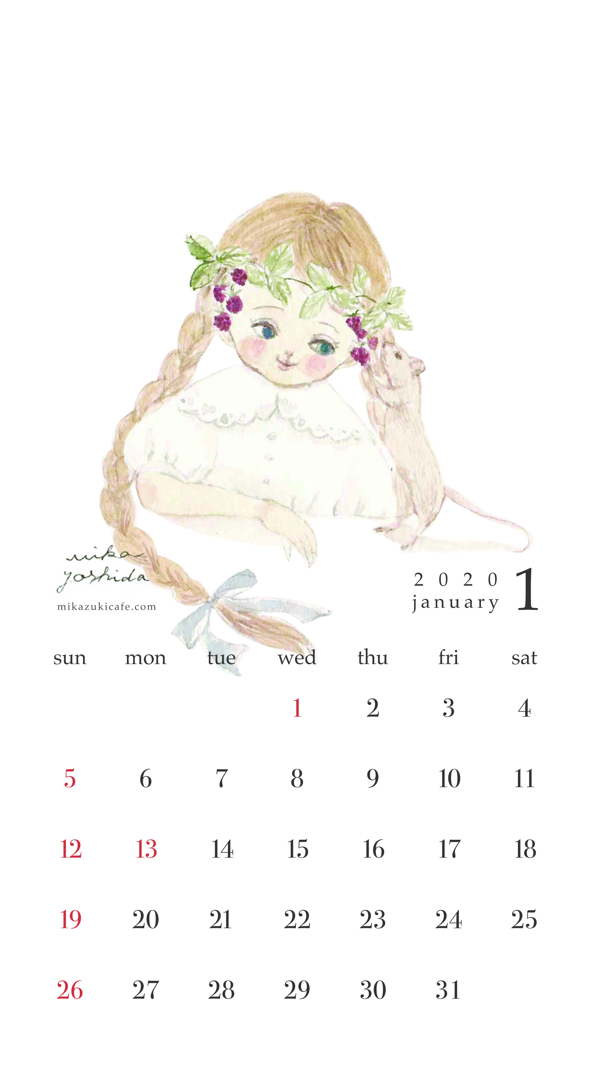 スマホ壁紙カレンダー Mika Yoshida